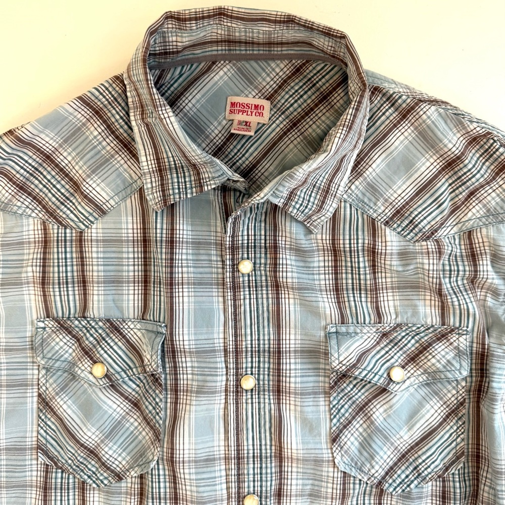 Mossimo Supply Co. Casual Button Down Shirt Blue and Brown